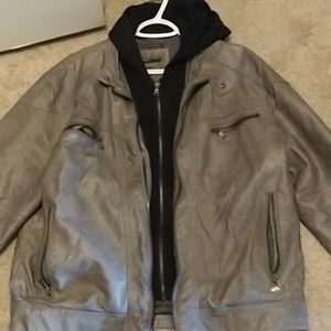 Calvin Klein greyish tan leather jacket size L